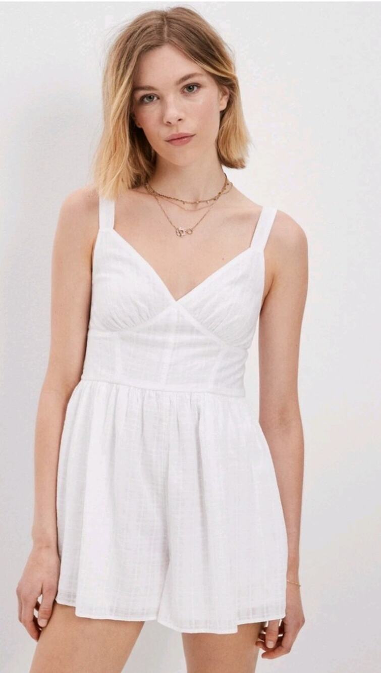 American Eagle Women's Romper Short Corset White Large